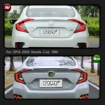 LED Taillights Assembly DRL Turn Signal For Honda Civic 10th Gen 2016-2020 Dragon Scale Rear Tail Lamps Brake + Reverse Light - Image 2