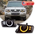 Car Lights For Mitsubishi Pajero Headlight 2004-2014 LED Projetor head Lamp Daytime Running Light Automotive Accessories
