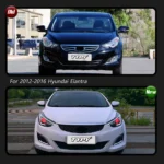 LED Projector Headlight Assembly For Hyundai Elantra 2012-2017 Headlamps Red Demon Eyes Daytime Running Light - Image 2