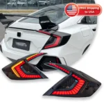 LED Taillights Assembly DRL Turn Signal For Honda Civic 10th Gen 2016-2020 Dragon Scale Rear Tail Lamps Brake + Reverse Light