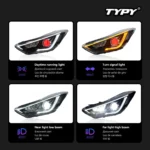 LED Projector Headlight Assembly For Hyundai Elantra 2012-2017 Headlamps Red Demon Eyes Daytime Running Light - Image 3