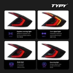LED Taillights Assembly DRL Turn Signal For Honda Civic 10th Gen 2016-2020 Dragon Scale Rear Tail Lamps Brake + Reverse Light - Image 3