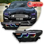 Car Lights For Ford Mustang RGB 2015-2017 Headlight LED Projetor head Lamp Daytime Running Light Automotive Accessories