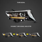 18-Present Toyota Land Cruiser Prado 4th Gen (GDJ150) Facelift JDM Dual Beam Projector Headlights Black - Image 6