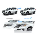 18-Present Toyota Land Cruiser Prado 4th Gen (GDJ150) Facelift JDM Dual Beam Projector Headlights Black - Image 8