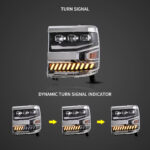 16-18 Chevrolet Silverado 1500 4th Gen Facelift  LED Dual Beam Projector Headlights Black - Image 4
