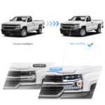 16-18 Chevrolet Silverado 1500 4th Gen Facelift  LED Dual Beam Projector Headlights Black - Image 7