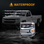 16-18 Chevrolet Silverado 1500 4th Gen Facelift  LED Dual Beam Projector Headlights Black - Image 10