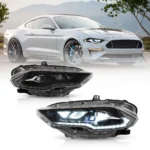 18-24 Ford Mustang 6th Gen Facelifted  LED Dual Beam Projector HeadLights Black
