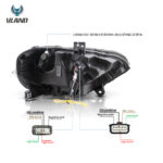 18-24 Ford Mustang 6th Gen Facelifted  LED Dual Beam Projector HeadLights Black - Image 3