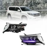 18-Present Toyota Land Cruiser Prado 4th Gen (GDJ150) Facelift JDM Dual Beam Projector Headlights Black - Image 3
