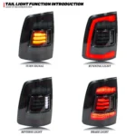 LED Tail Lights for Dodge Ram 2009-2018 1500 2500 3500 4th Gen Dynamic Animation Sequential Turn Signal Rear Lamps Assembly - Image 3