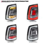 LED Tail Lights for Dodge Ram 2008-2018 1500 2500 3500 4th Gen Dynamic Animation Sequential Turn Signal Rear Lamps Assembly - Image 2