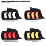 LED Tail Lights for Ford Mustang S-197 2005-2009 Dynamic Animation Sequential Turn Signal Rear Lamps - Image 3