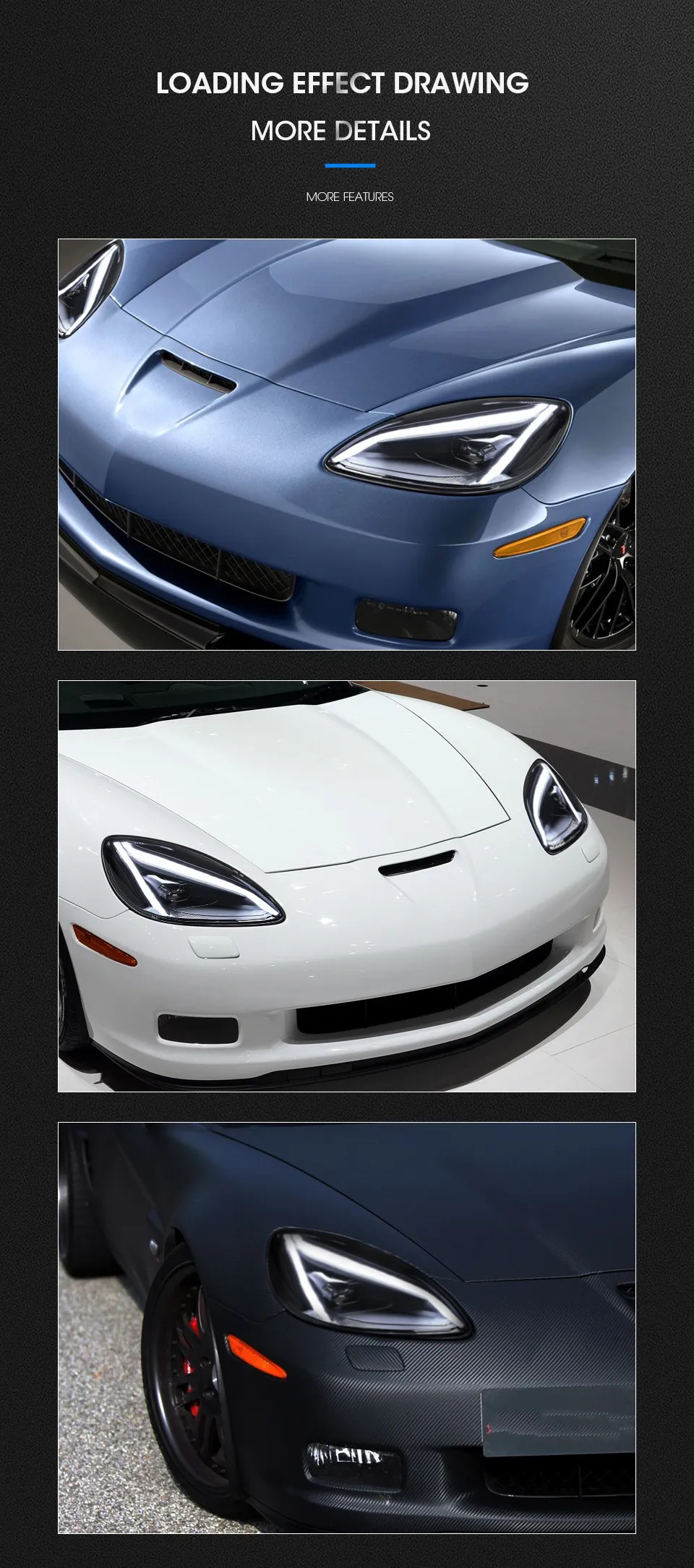 LED Headlight For Chevrolet Corvette ZR1 20 03-20 15 Headlights DRL Turn Signal High Beam Angel Eye Projector Lens