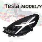 Headlight Assembly For Tesla Model Y 2020-20 24 Modified Police Style Scanning LED Daytime Running Light Lens