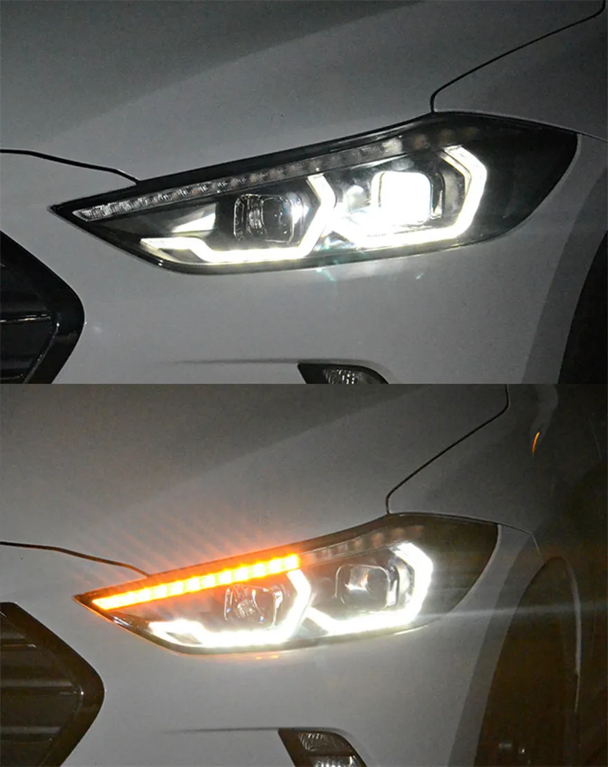 Car LED Headlight Assembly For Elantra Front Headlights Replacement 20 16-20 20 BMW Type DRL Daytime Light
