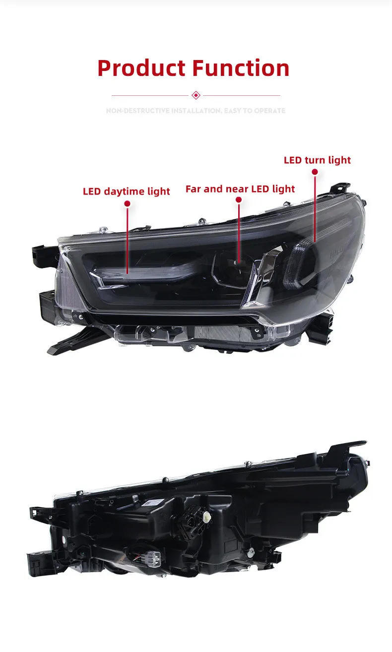 Headlight All LED For Toyota HILUX REVO 20 21-2024 Headlamp Assembly Upgrade High-end LED Daytime Running Lights