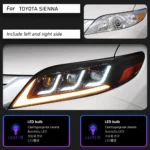 Auto Head Lamp for Toyota Sienna Headlights 2011-20 19 Sienna LED Headlight DRL Signal Hid Bi Xenon Lights - Image 6