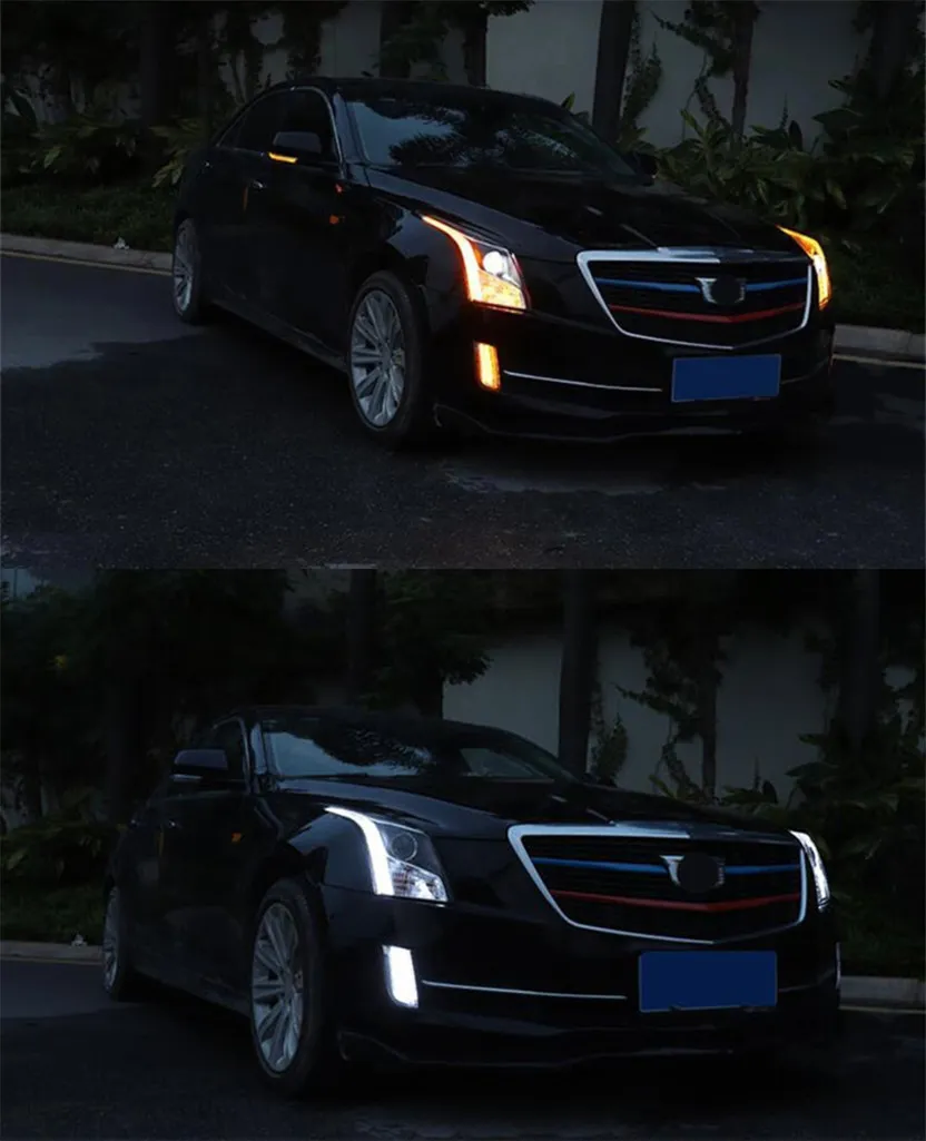 Auto Tuning Headlights For Cadillac ATS-L 20 14-20 18 Bi-Xenon Beam Fog Lights LED Turn Signal Running Lights