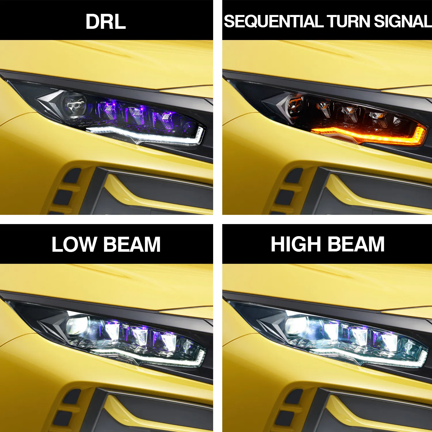 Headlight Assembly For HONDA CIVIC 10th 20 16-20 21 LED Running Lights Upgrade Dual Lens Star Diamond Style Headlights