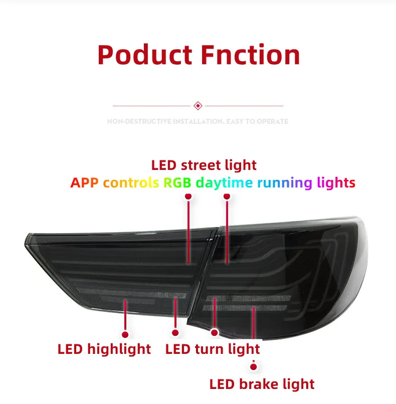 LED Tail Lamp Assembly For Toyota REIZ 2010-2012 RGB LED Highlight Running Light Turn Signal Brake Light Stop Light