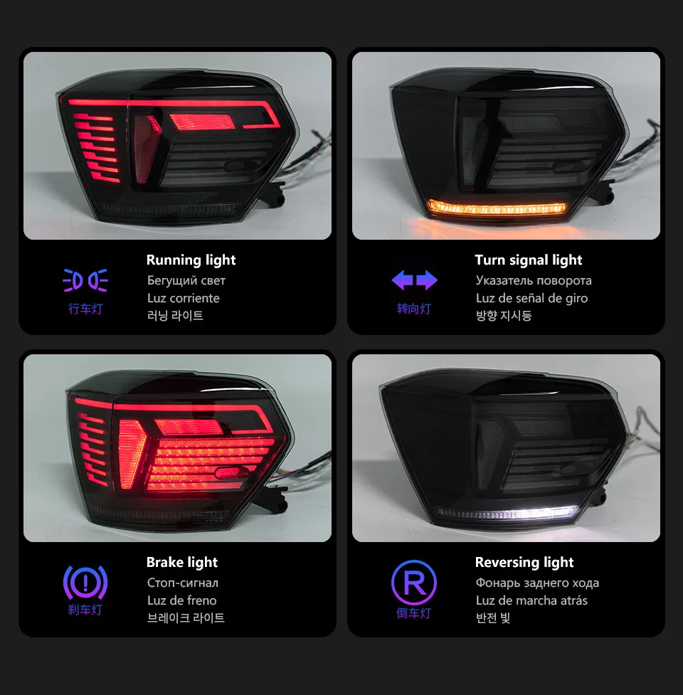 Car Taillights For New Polo Virtus 20 19-2022 Tail Light LED Black Style Running Signal Brake Reversing Parking Lights