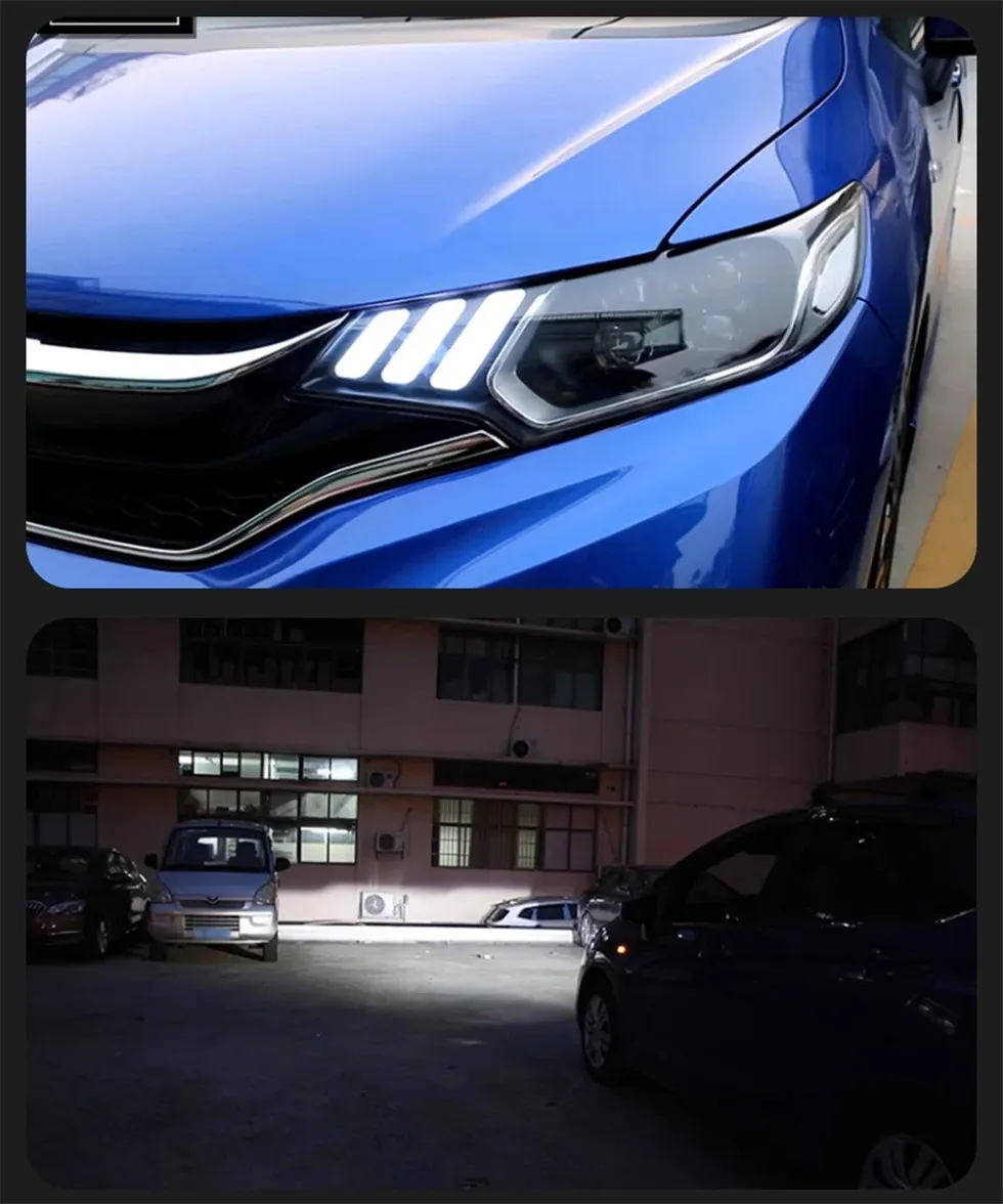Car Headlights For Honda Fit GK5 Headlights Jazz 14-20 Mustang Styling LED Daytime Lights Dual Projector DRL Front Lamp