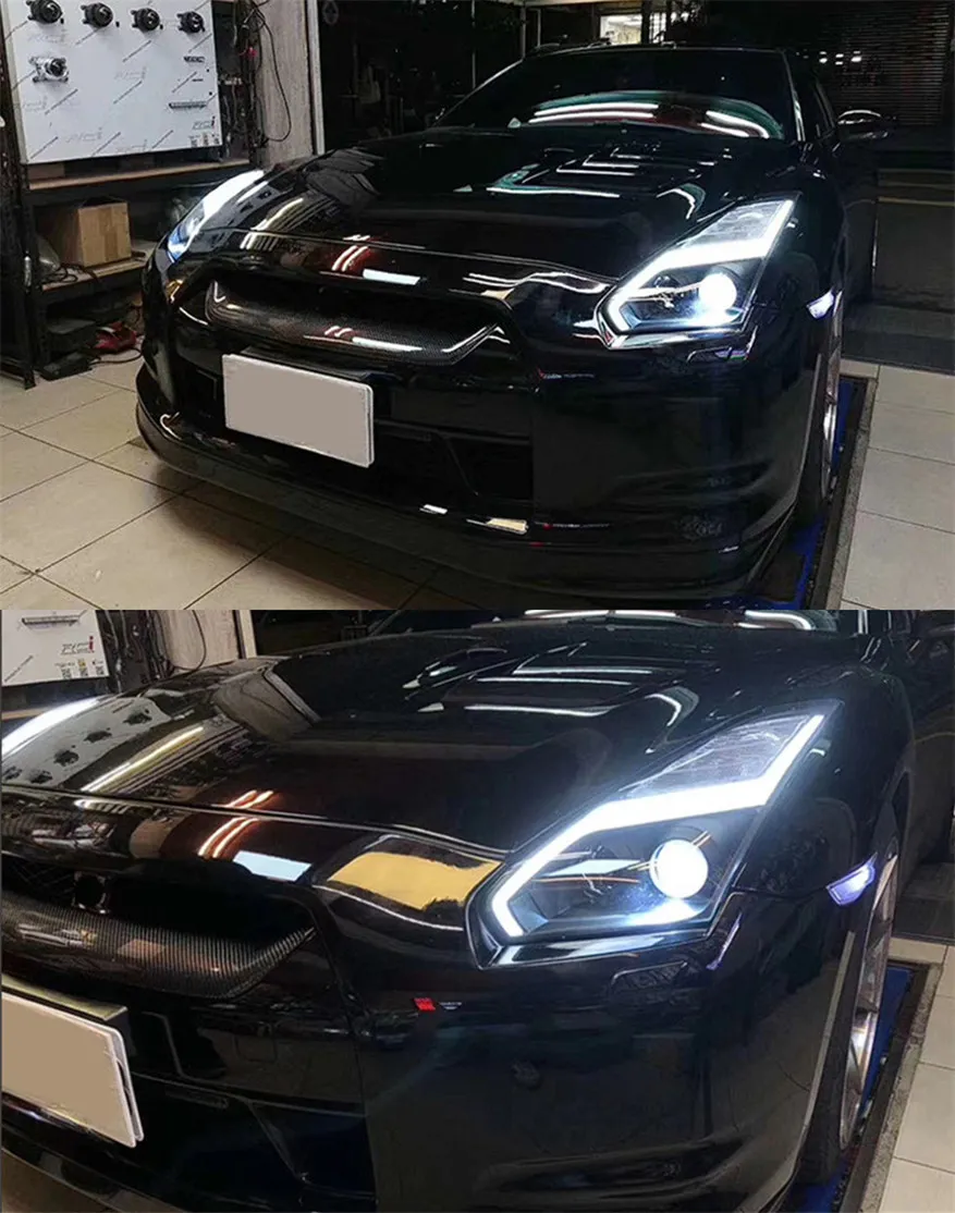 Headlight For Nissan GTR 2007-2014 DRL Daytime Lights LED Front Head Lights High Beam Turn Signal Replacement