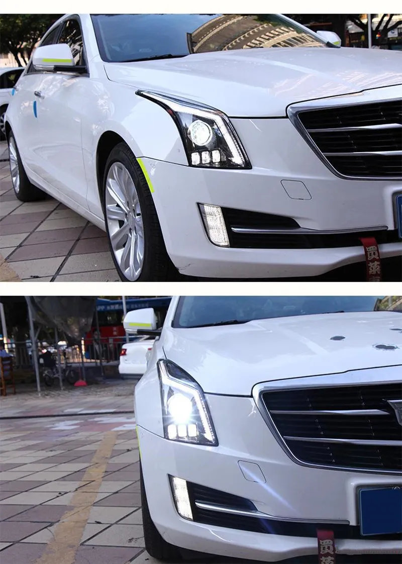 Auto Headlights For Cadillac ATS-L 20 14-20 18 ATS L Headlights LED DRL Running Lights Bi-Xenon Beam Fog Lights Angel Eyes