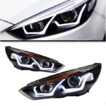 Auto Headlights Modified For Ford Focus 20 15-20 18 Angel Eye Styling LED Daytime Lights Dual Projector DRL Car Accesorios