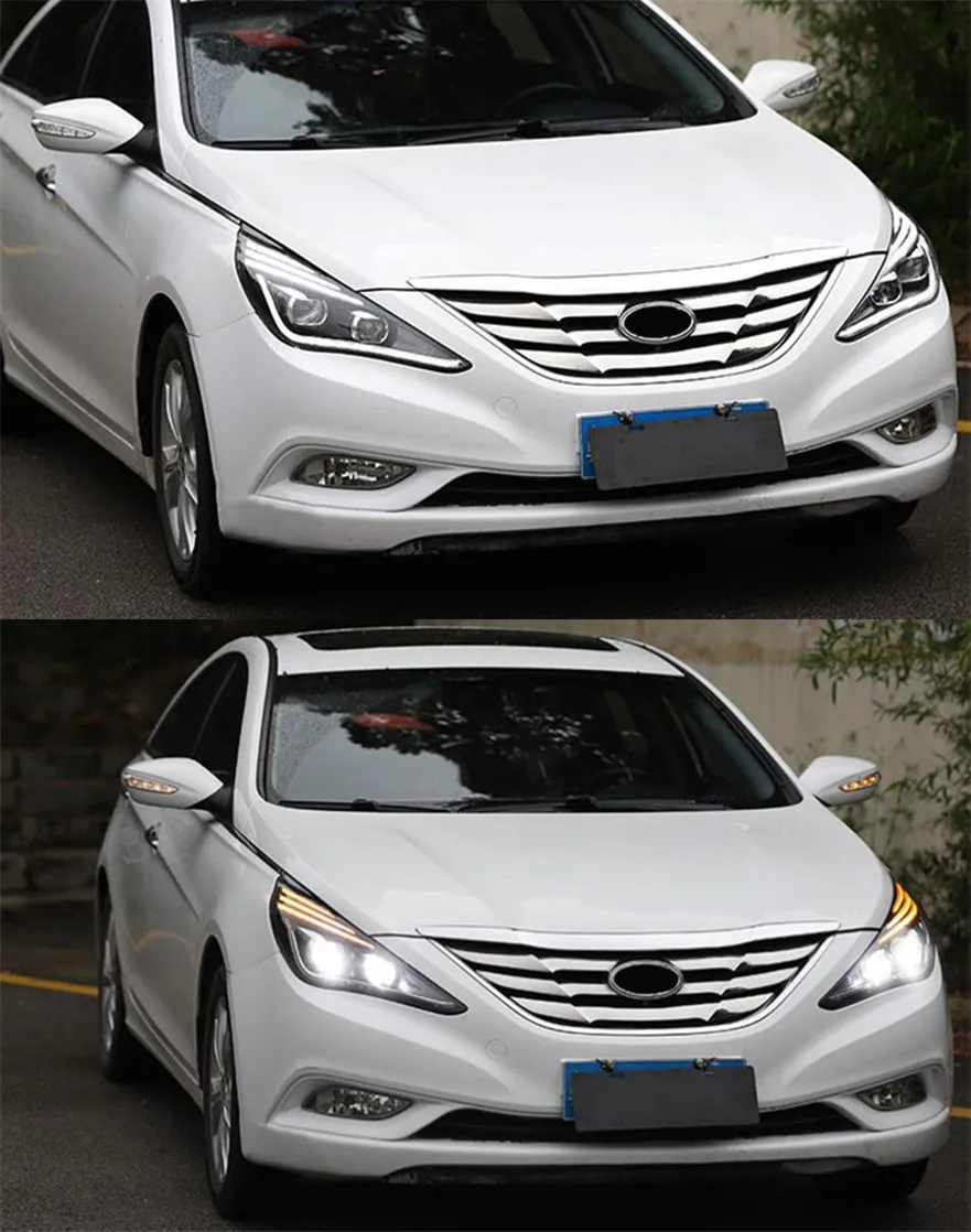 LED Head Light Parts For Sonata 8 Front Headlights Replacement 20 11-20 14 DRL Daytime light Bi-Xenon Light