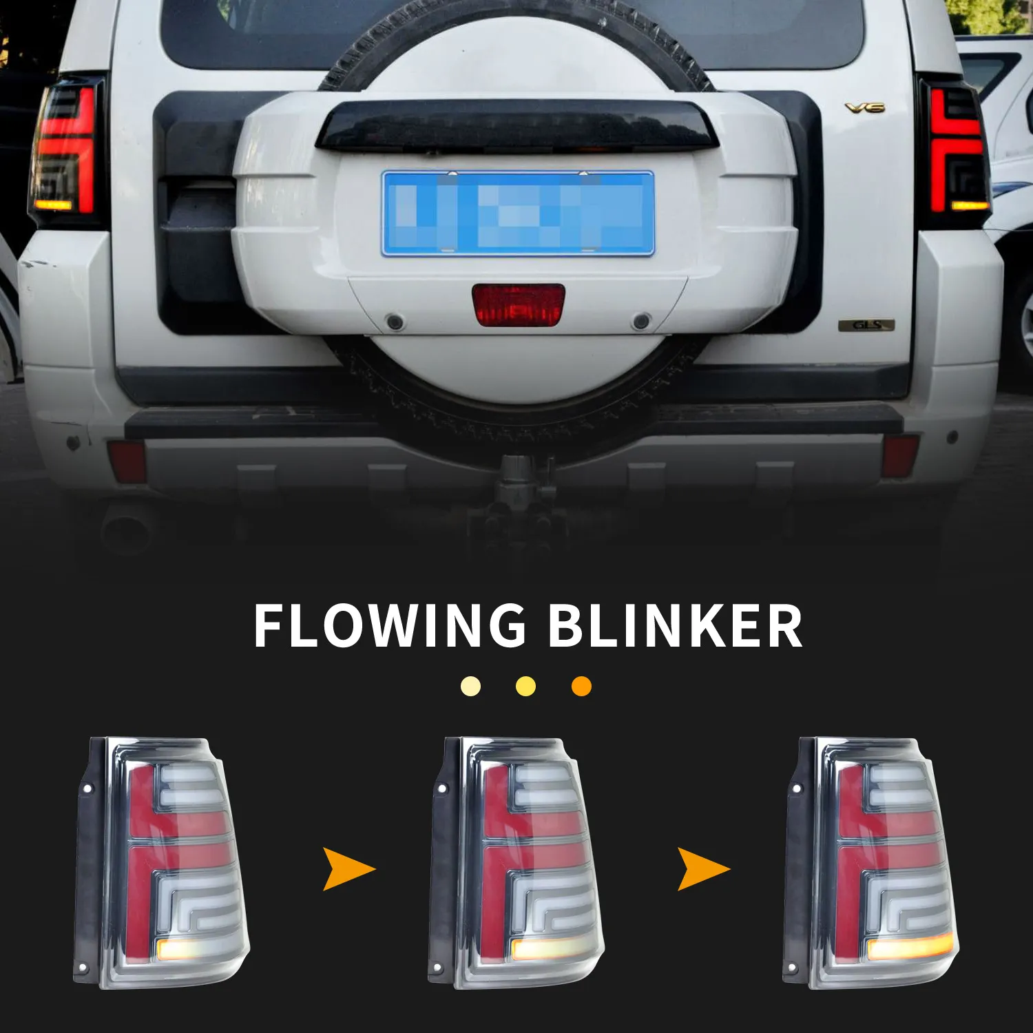Auto Taillight Assembly for Mitsubishi Pajero 2006-20 18 Upgrade Highlight Dynamic Signal Lamp Reverse Brake Lights