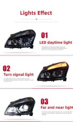 Car Headlight For Nissan Qashqai 2008-20 15 LED Front Headlights Replacement DRL Daytime Light Turn Signal Lamp - Image 5
