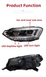 VW Touran 20 16-20 19 Headlight Assembly Upgrade LED Lens Headlight Daytime Running Light Dual lens High Beam - Image 3