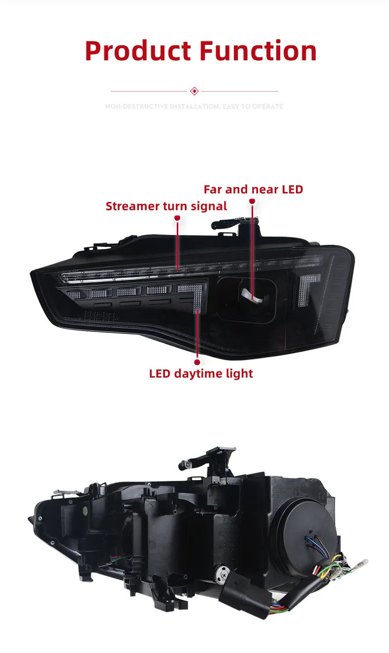 Auto LED Head Lights For AUDI A5 2013-20 16 Auto Headlight Assembly Start Head Lamp Front Xenon Headlamp