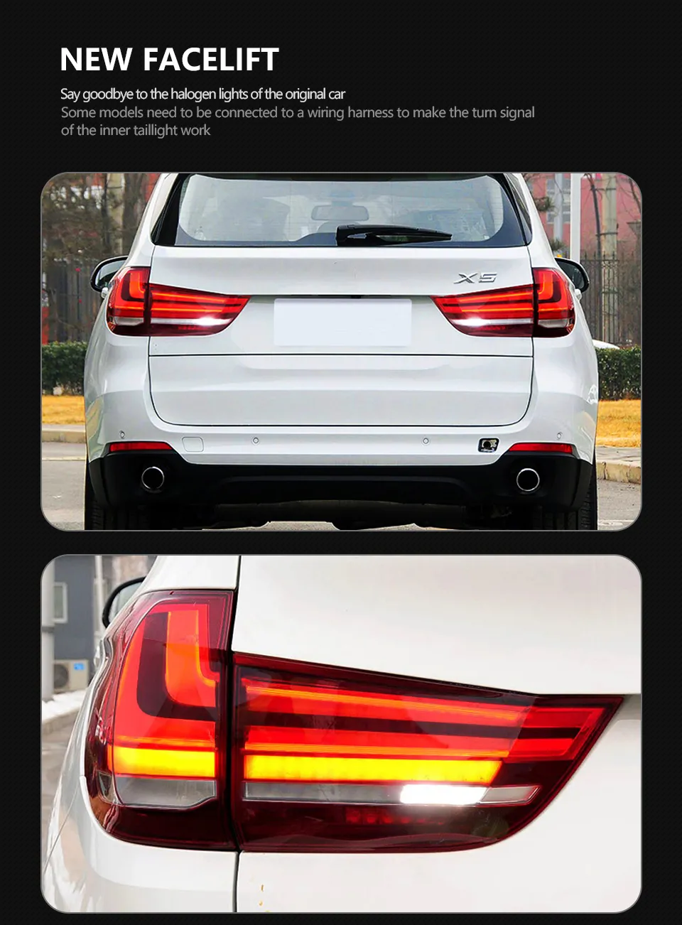 Auto Parts Light For BMW X5 E70 LED Taillights 2014-20 18 Rear Brake Turn Signal Reverse Light Taillight