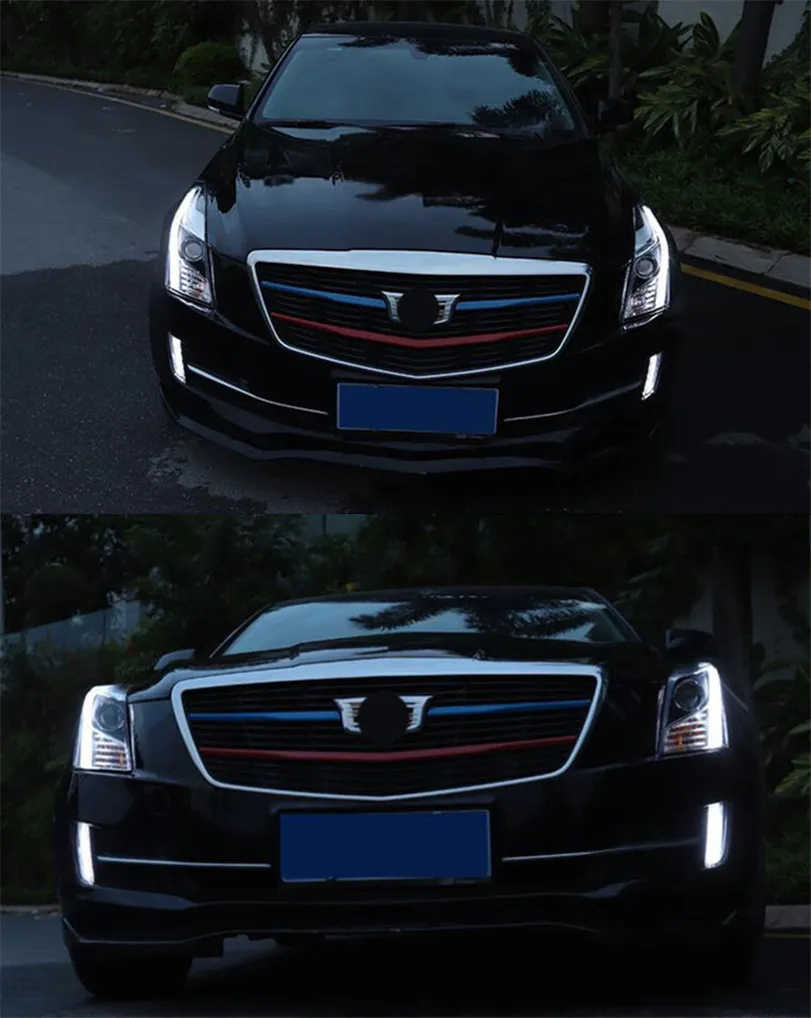 Auto Tuning Headlights For Cadillac ATS-L 20 14-20 18 Bi-Xenon Beam Fog Lights LED Turn Signal Running Lights