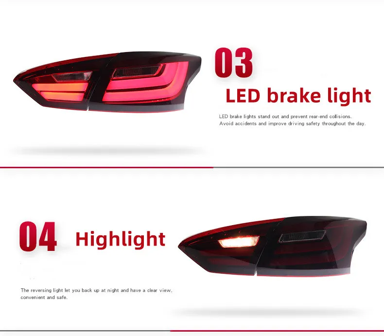 Car Styling Taillight For Ford Focus Sedan 2012-2014 Modified LED Light Guide Running Lights Brake Turn Signal Lights