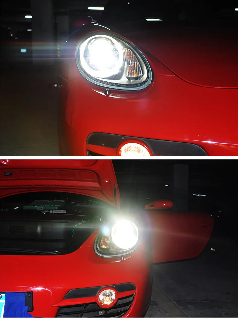 LED Headlight for Porsche Boxster 987 2005-2008 Dual Beam Lens Headlights High Beam Daytime Running Lights