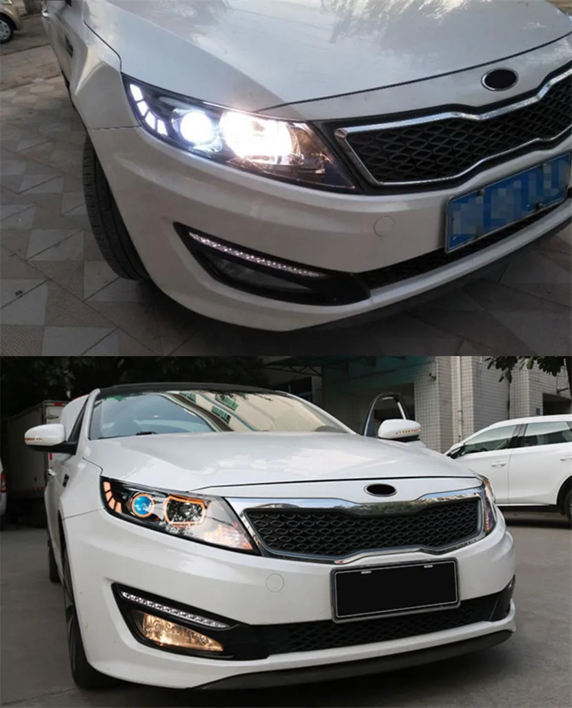 For Kia K5 Optima Head Lamp 2011-2014 Car Accessory Fog Lights Day Running Light DRL H7 LED Bi Xenon Bulb Headlights