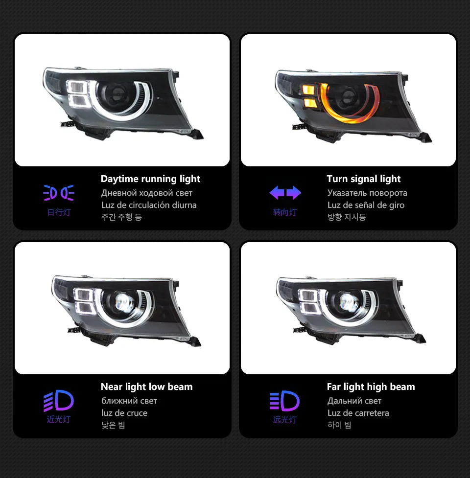 Car Headlight for Toyota Land Cruiser 2007-20 15 LC200 Headlight Assembly Light Turn Signal LED Car Head Lamp