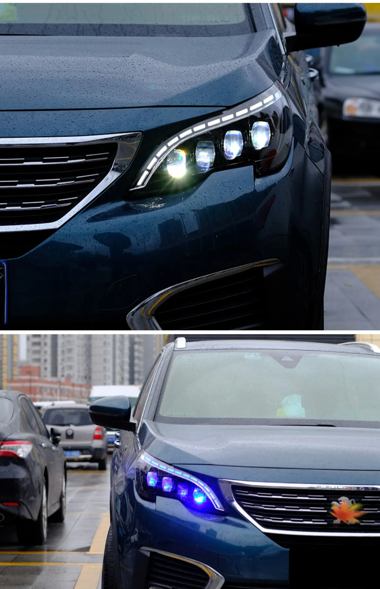 LED Light Bulbs Headlights For Peugeot 4008 5008 20 17-20 21 High Beam Lights Blue DRL Turn Signal Headlight