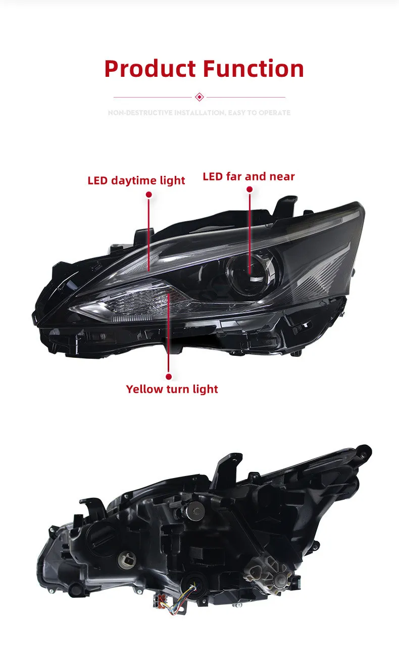 For Lexus CT200 2011-20 17 Headlight Assembly Upgrade High Configuration LED Daytime Running Light Dual Lens Headlamp