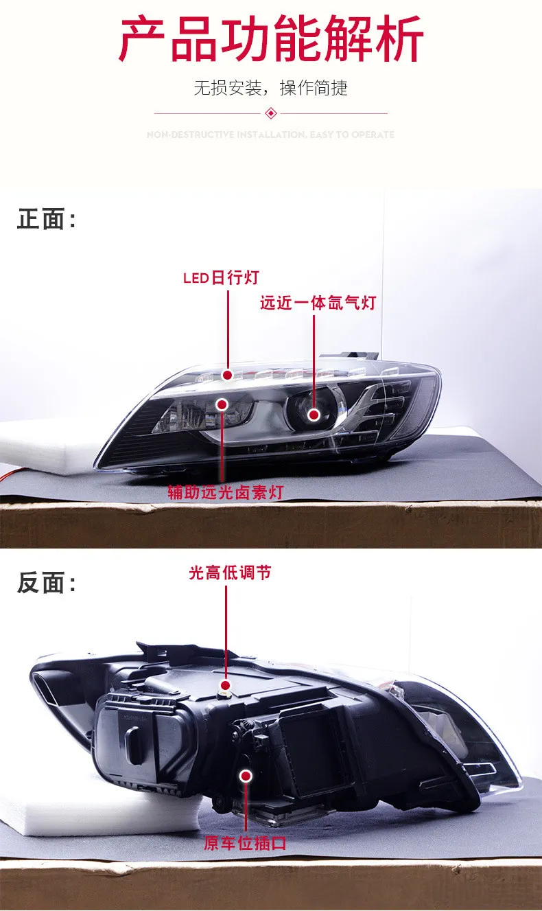 Car Styling for AUDI Q7 Headlights 2006-20 15 Upgrade LED Headlight DRL High Low Beam Bi LED Head Lamp Accessories