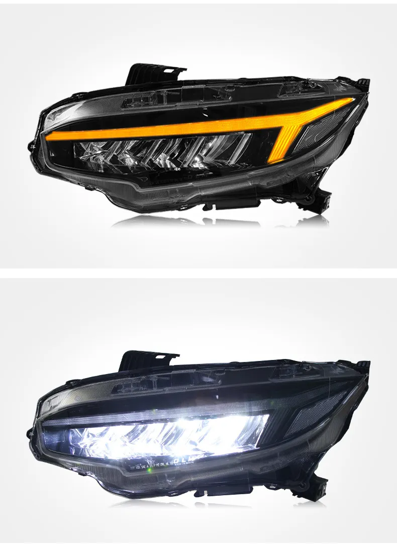 Auto Front Headlights For Honda Civic Ten Generation Upgrade Dragon Wing Style Lights APP Control LED Turn Signal Headlight