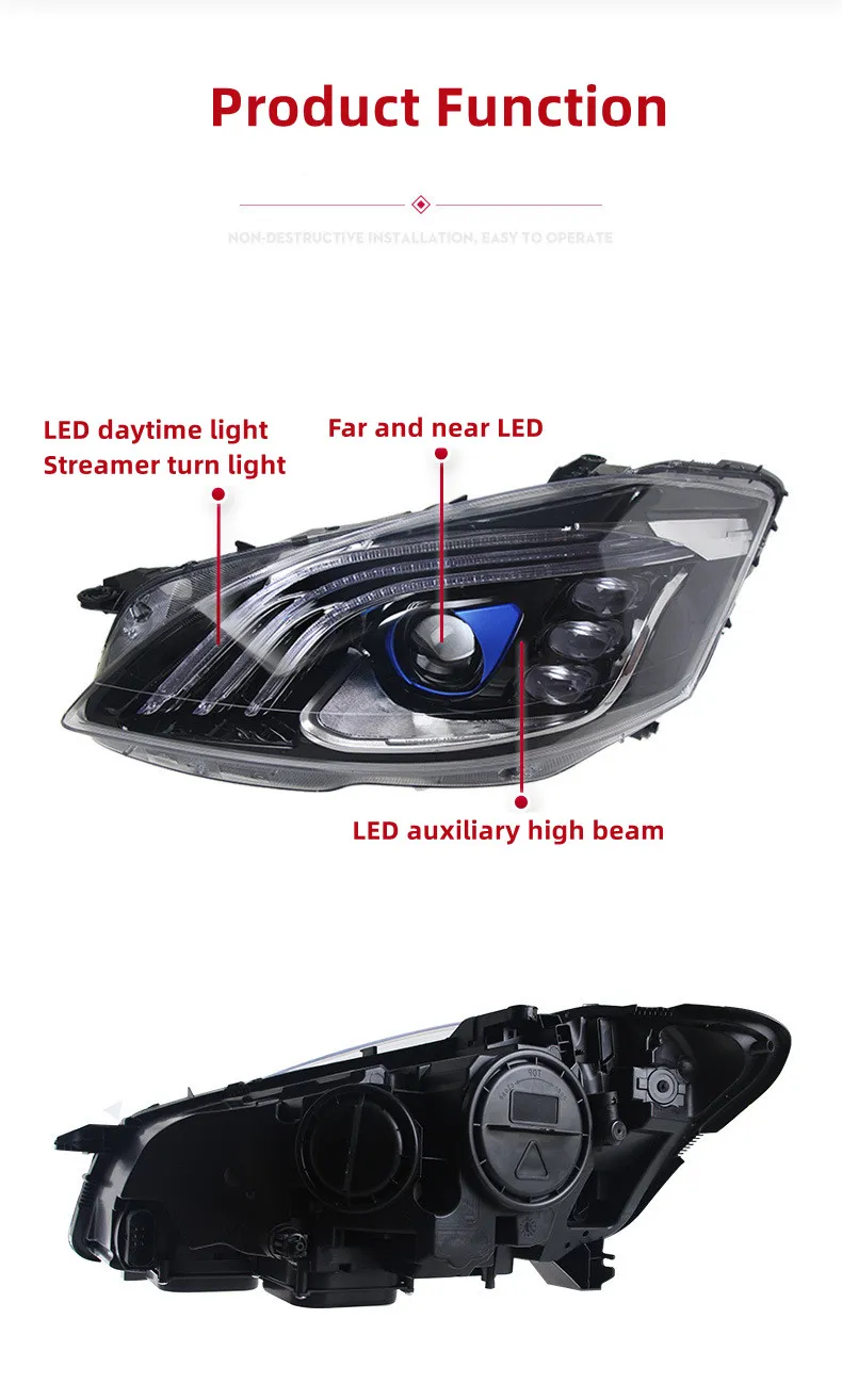 Car Lights For W221 Headlights 2006-2012 S300 S400 Upgrade Full LED Auto Headlight Assembly Maybach Design Front Lamp