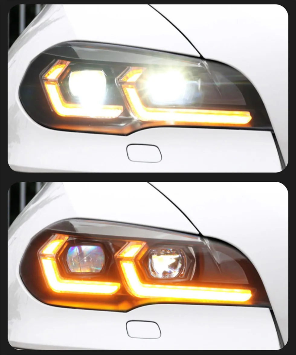 Headlight For X5 E70 20 07-20 13 Head Lights Double L 20 22 Style LED Daytime Running Lights Front Signal Lamp