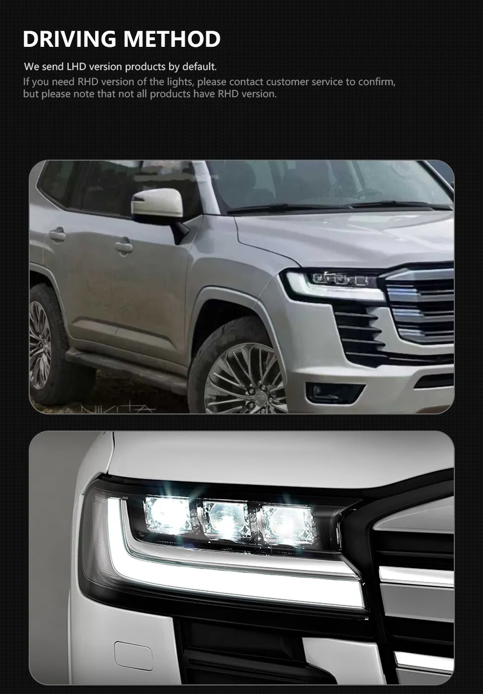 Headlight for Toyota Land Cruiser LC300 20 22-2023 LC300 LED Upgraded Front Lamp DRL Dynamic Turn Signal Head Lamp Assembly