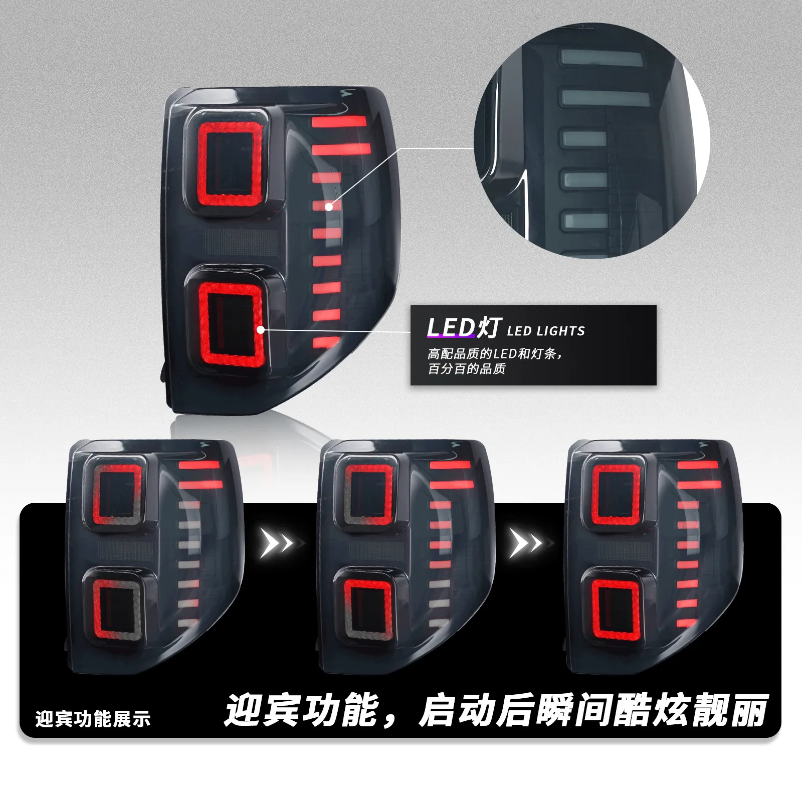 Rear Taillight Assembly for Ford Bronco Sport 20 20-2023 LED Light Guide Taillamp Service Brake Turn Signal Reversing Fog Lamp